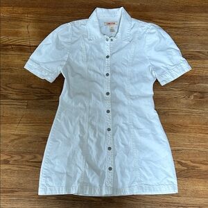 Lone Star White Button-Up Shirt Dress with Collar